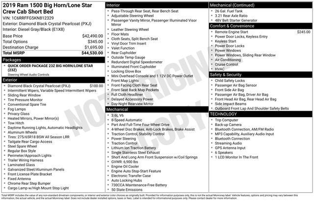 2019 RAM 1500 Big Horn/Lone Star Crew Cab 4x4 5'7" Box