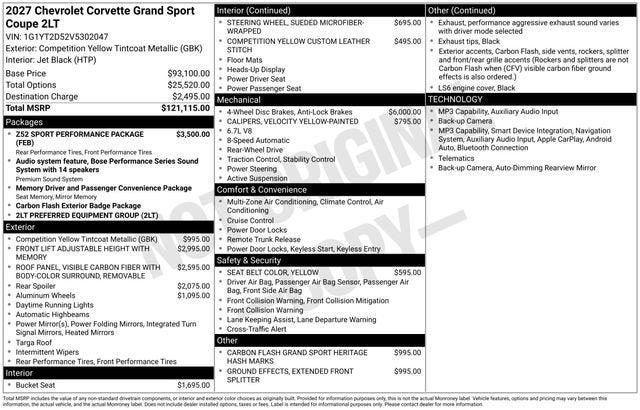 2027 Chevrolet Corvette Grand Sport 2LT