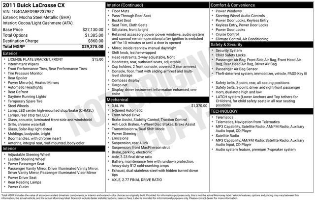 2011 Buick LaCrosse CX