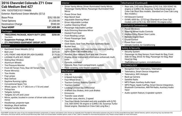 2016 Chevrolet Colorado 4WD Z71