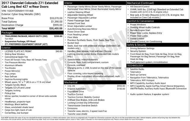 2017 Chevrolet Colorado 4WD Z71