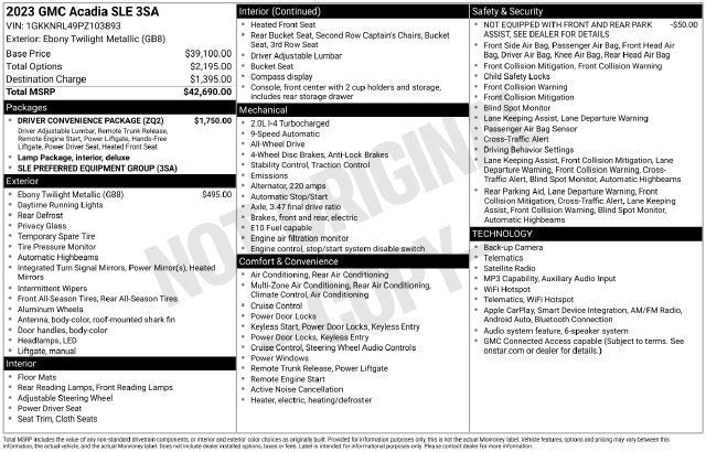 2023 GMC Acadia SLE