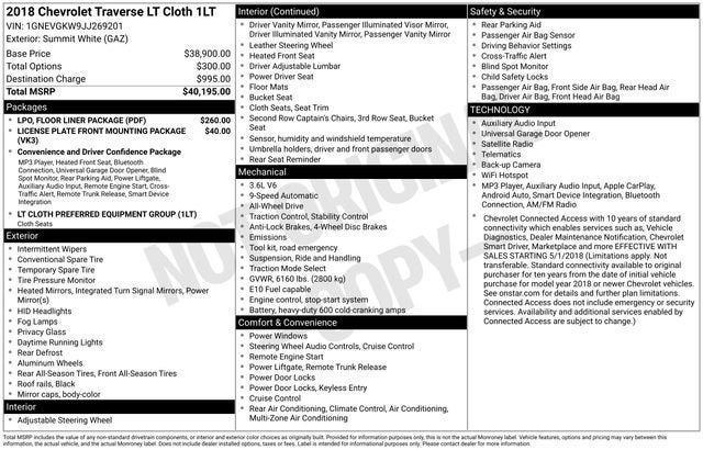 2018 Chevrolet Traverse LT Cloth