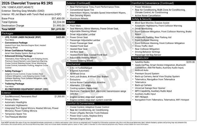 2026 Chevrolet Traverse RS
