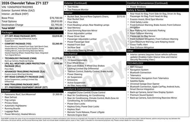 2026 Chevrolet Tahoe Z71