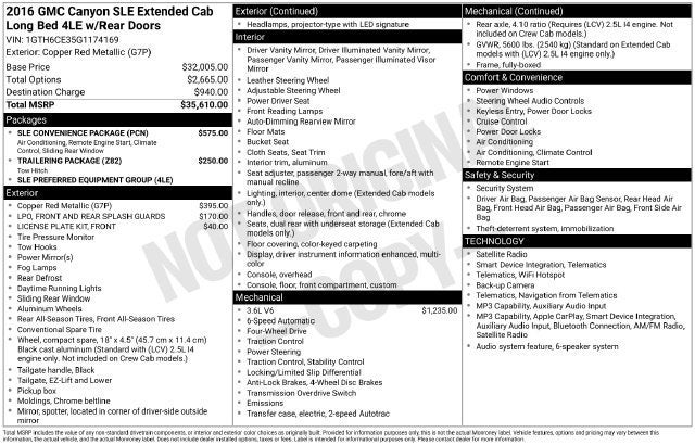 2016 GMC Canyon 4WD SLE