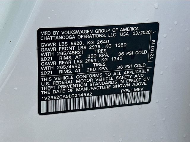 2020 Volkswagen Atlas Cross Sport 3.6L V6 SEL R-Line