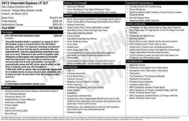 2012 Chevrolet Equinox LT w/2LT