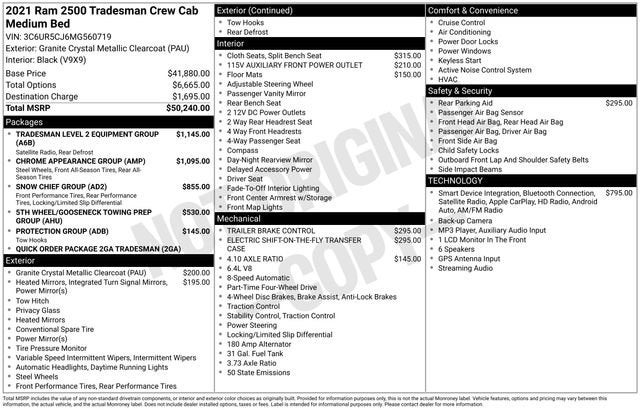 2021 RAM 2500 Tradesman Crew Cab 4x4 6'4" Box
