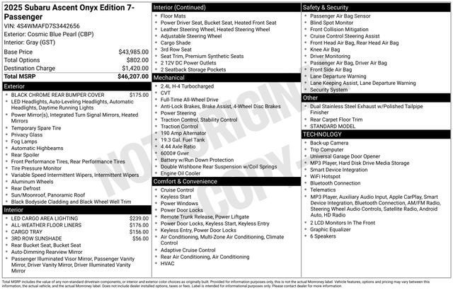 2025 Subaru Ascent Onyx Edition 7-Passenger