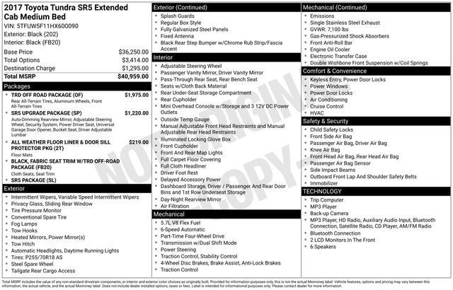 2017 Toyota Tundra SR5 5.7L V8