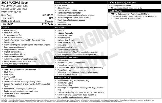 2008 Mazda Mazda5 Sport