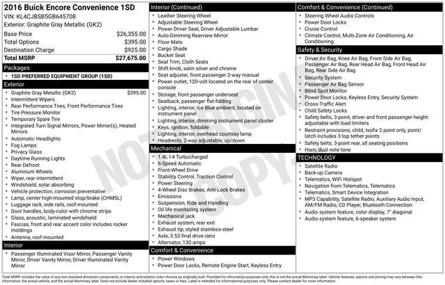 2016 Buick Encore Convenience