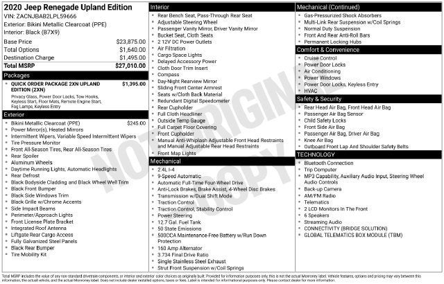 2020 Jeep Renegade Upland 4x4